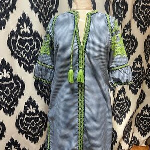 Gretchen Scott Blue and Green Embroidered Dress swim cover up XS
